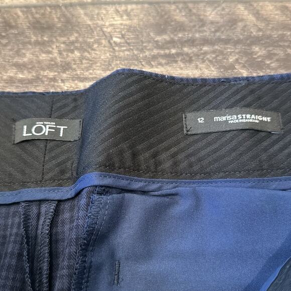 LOFT Women's Marisa Straight Leg Trouser Pants Navy Size 12 - Picture 6 of 8